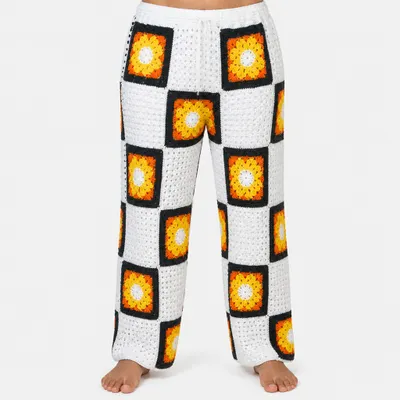 Calça de crochê Floral