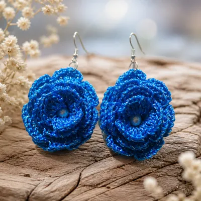 Brinco croche Rosa azul