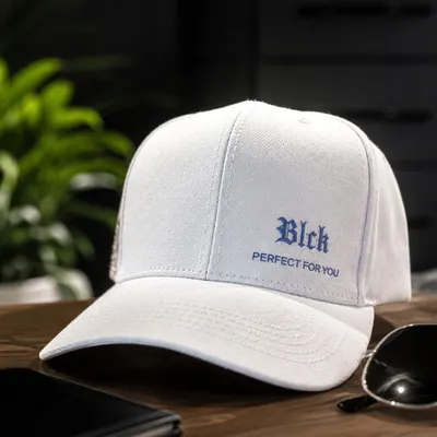 Boné Strapback Branco Logo azul effect 