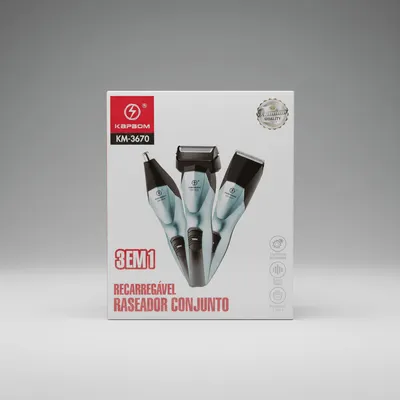 KIT 3 Em 1 Aparador De Pelos Para Nariz Barba Cabelo Acabamento Maquina Multifuncional KAPBOM