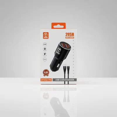 CARREGADOR VEICULAR 2 USB E CABO USB TIPO C 