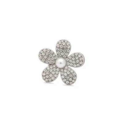 Presilha Flor Strass prata