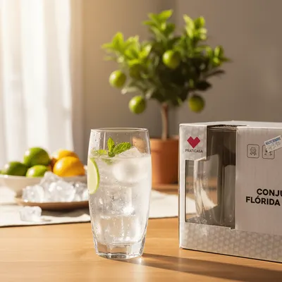 Conjunto de copos florida transparente 370ml 6 peças