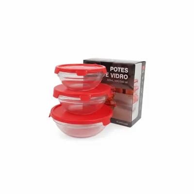 Jogo de Potes de Vidro (3 Peças)