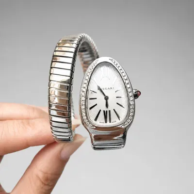 Bvlgari serpenti prateado com caixa completa 
