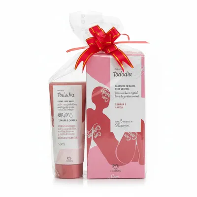 Kit Presente Natura Tamara e Canela com 1 Creme de Mãos + 1 cx sabonete 5 und 90g