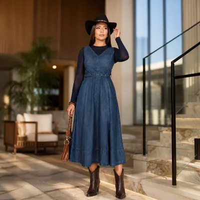 Veste Salopete Jeans Midi