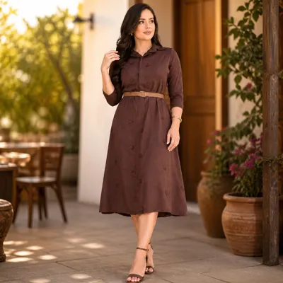 Vestido Midi Marrom