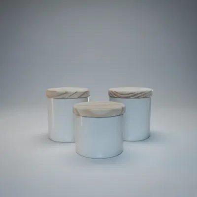 KIT 3 POTES  PORCELANAS ,COM TAMPA DE MADEIRA PINUS ,VAI AO MICRO ONDAS E FORNO