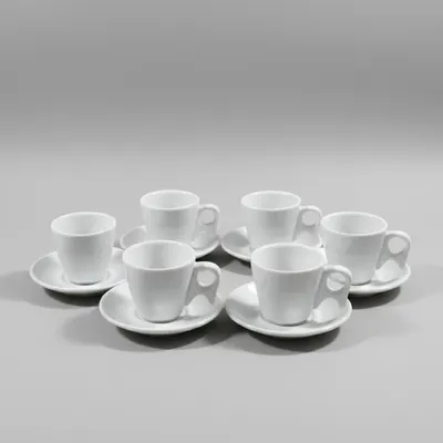 KIT 6 XICARAS DE CAFE COM PIRES CABO PRATICO 70 ML ,PORCELANA VAI AO FORNO E MICRO ONDAS