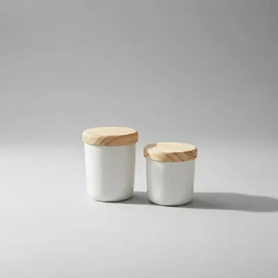 KIT 2 POTES LAVABO ,BANHEIRO TAMPA MADEIRA,PORCELANA,VAI AO MFORNO E MICRO ONDAS