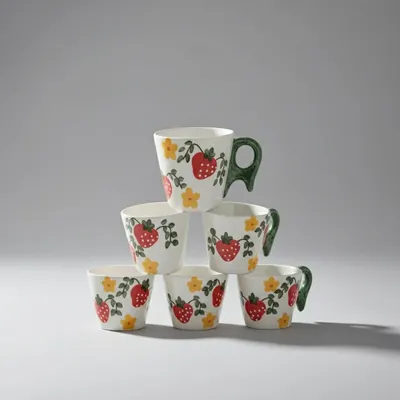 KIT 6 XICARAS 200ML CABO PRATICO DEC.MORANGO