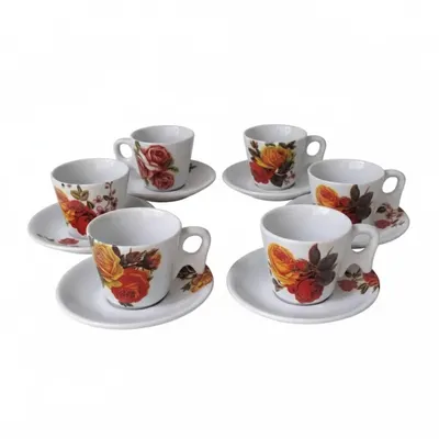 KIT6 XICARAS 70MLCABO PRATICO DECFLORES,PORCELANA VAI AO FORNO E MICRO ONDAS