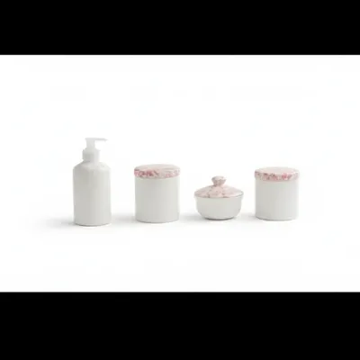 kit bebe 4 peças tampas de cor rosa chapicado,porcelana vai ao forno e micro ondas