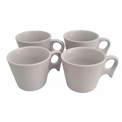 KIT 4 XICARAS CABO PRATICO 200ML,PORCELANA VAI AO FORNO E MICRO ONDAS