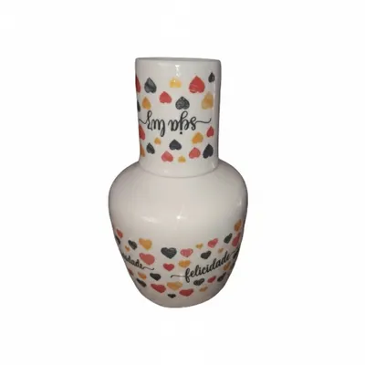 jarra tipo moringa  800ml  decorado dizeres,porcelana vai ao forno e micro ondas