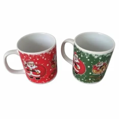 KIT 2 CANECAS 350 ML NATAL ,PORCELANA VAI AO FORNO E MICRO ONDAS
