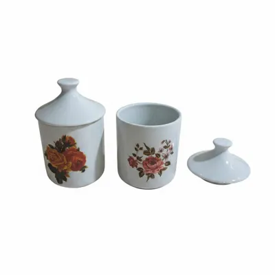 Kit 2 potes 300ml com tampas flores