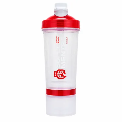 Coqueteleira Com Porta Dose Cor Vermelho e Transparente 600ml