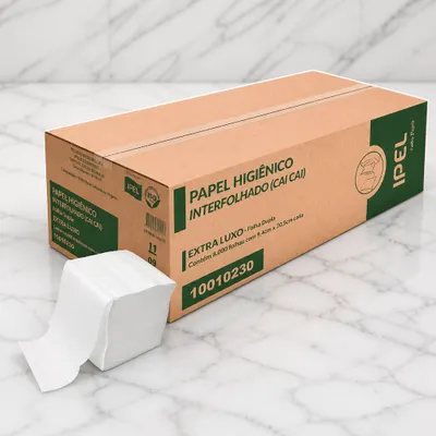 Papel Higiênico Interfolhado Cai-Cai Folha Dupla Ipel Indaial - Caixa Com 8.000 folhas