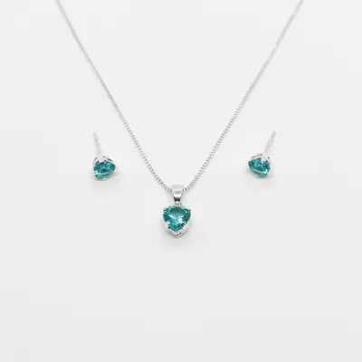 Conjunto coração zircônia verde