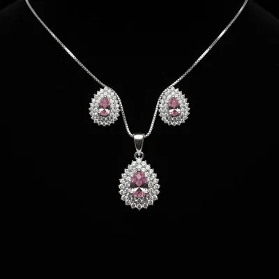 CONJUNTO COLAR + BRINCO GOTA ZIRCONIA