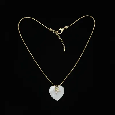 COLAR MADRE PEROLA CORAÇ E PING