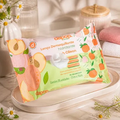 Lenço Demaquilante Peach Clean - Dapop