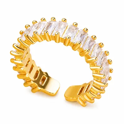 Anel Queen Zircônia Aço Inox Banho 18k