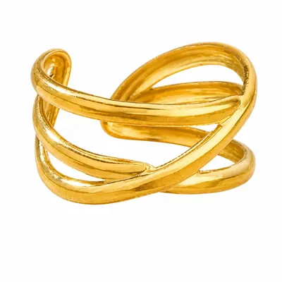 Anel Gold Regulável Aço Inox Banho 18k