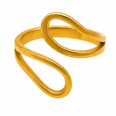 Anel Regulável Loops Aço Inox Banho 18k