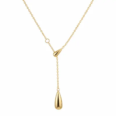 Colar Gota Aço Inox Banho 18k