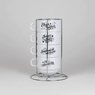KIT TORRE PORCELANA 4 XICARAS 180ML