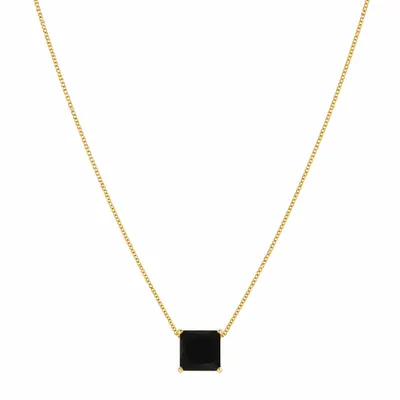 Colar Pingente Quadrado Preto