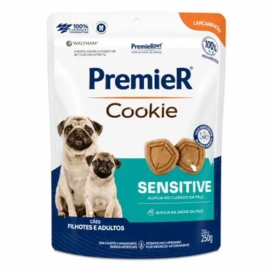 Premier Biscoito Cookie caes Sensitive 250g  (cães com sensibilidade e intolerância a proteínas animal)