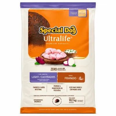 Special dog ultralife cães raças pequenas Carne light Castrados 10kg  