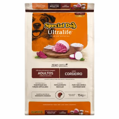 Special dog ultralife cães Raças Medias  Cordeiro 15kg  