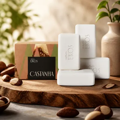 Sabonete Em Barra Puro Vegetal Cremoso Ekos Castanha Natura