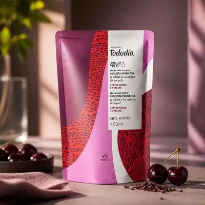 Refil Creme corporal Cereja Negra e Praliné Tododia 400ml