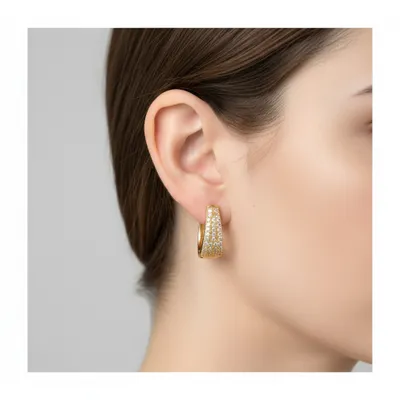 Brinco argola cravejado ouro
