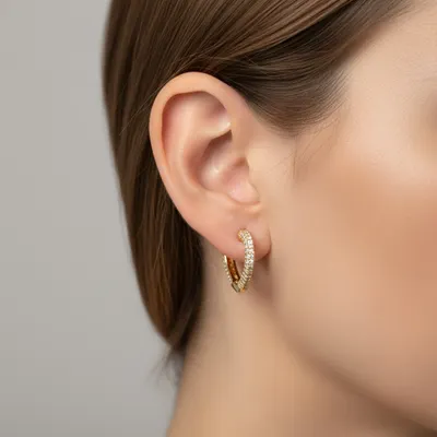Brinco Argola Cravejada Ouro