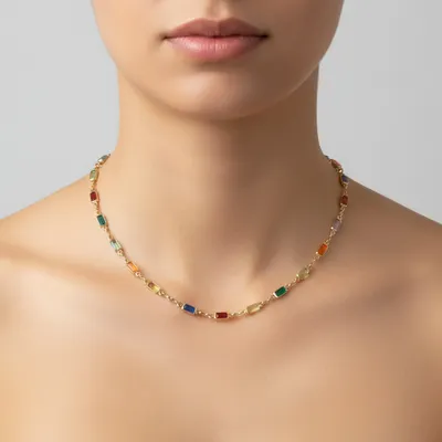 Colar de Gemas Coloridas