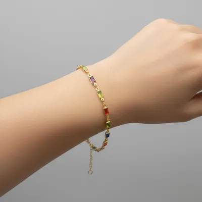 Pulseira Dourada com Pedras Coloridas