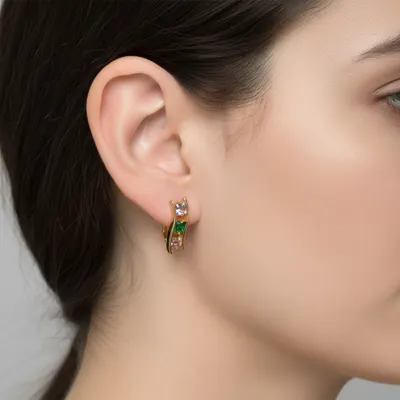 Brinco Argola Ouro com Gemas