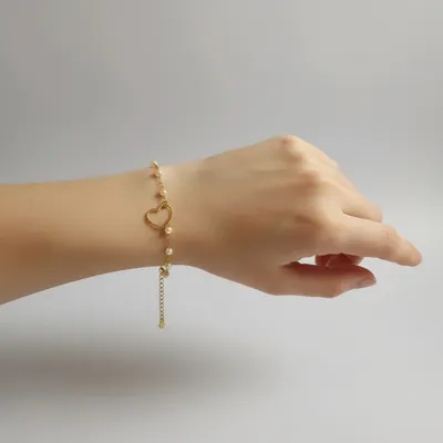 Pulseira Dourada com Coração