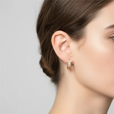 Par Brinco Cruz Cravejada Ouro