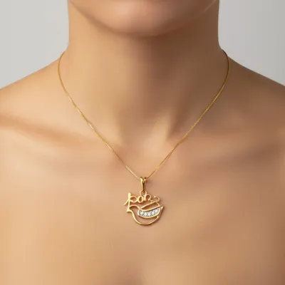 Colar Pingente Pássaro paz Ouro com Zircônias