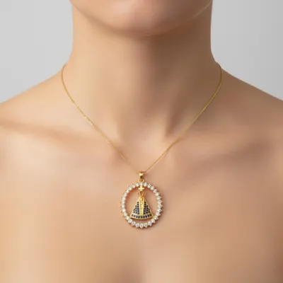 Colar Nossa Senhora Cravejado Ouro