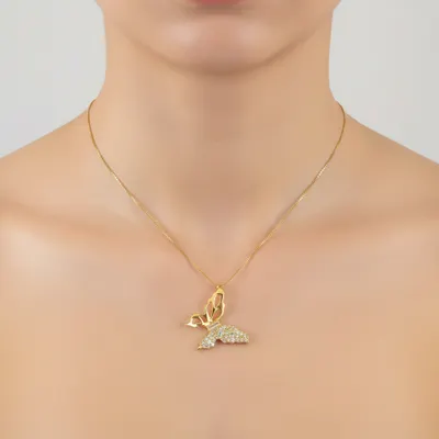 Colar Borboleta Cravejado Ouro