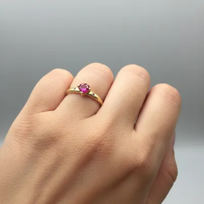 Anel Pedra Rosa Ouro N⁰17